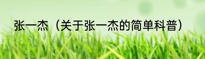 张一杰（关于张一杰的简单科普）