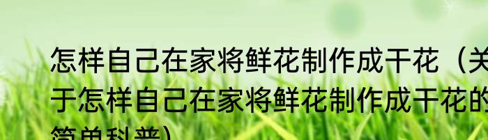 怎样自己在家将鲜花制作成干花（关于怎样自己在家将鲜花制作成干花的简单科普）