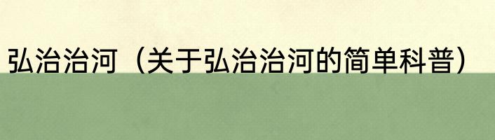 弘治治河（关于弘治治河的简单科普）