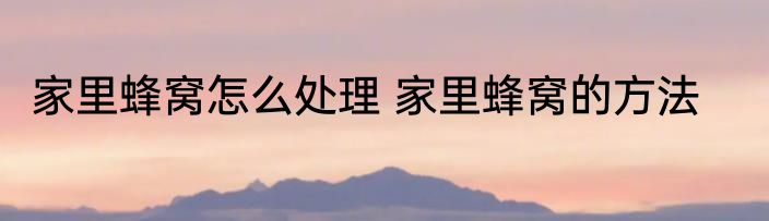 家里蜂窝怎么处理 家里蜂窝的方法