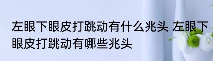左眼下眼皮打跳动有什么兆头 左眼下眼皮打跳动有哪些兆头