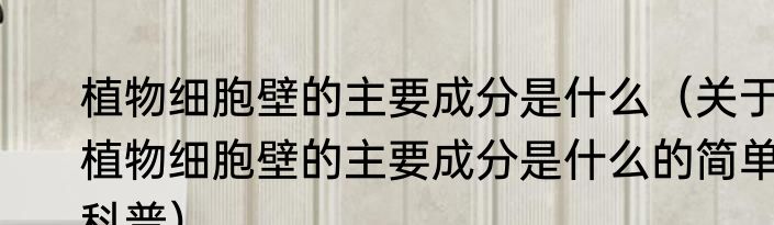 植物细胞壁的主要成分是什么（关于植物细胞壁的主要成分是什么的简单科普）