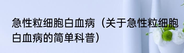 急性粒细胞白血病（关于急性粒细胞白血病的简单科普）