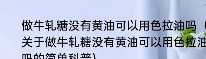 做牛轧糖没有黄油可以用色拉油吗（关于做牛轧糖没有黄油可以用色拉油吗的简单科普）