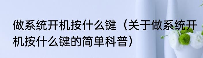 做系统开机按什么键（关于做系统开机按什么键的简单科普）