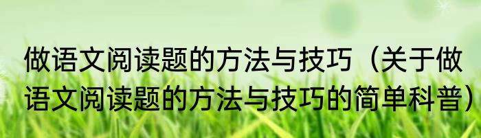 做语文阅读题的方法与技巧（关于做语文阅读题的方法与技巧的简单科普）