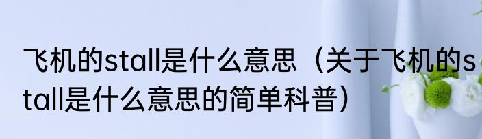飞机的stall是什么意思（关于飞机的stall是什么意思的简单科普）