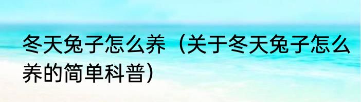 冬天兔子怎么养（关于冬天兔子怎么养的简单科普）