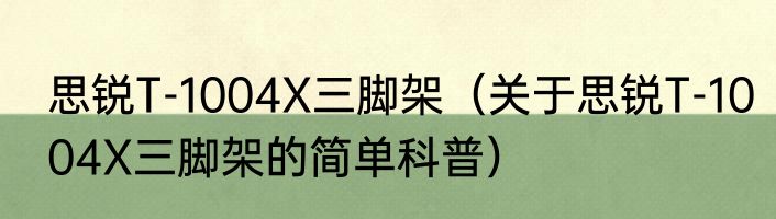 思锐T-1004X三脚架（关于思锐T-1004X三脚架的简单科普）