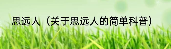 思远人（关于思远人的简单科普）