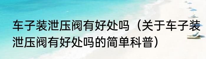 车子装泄压阀有好处吗（关于车子装泄压阀有好处吗的简单科普）