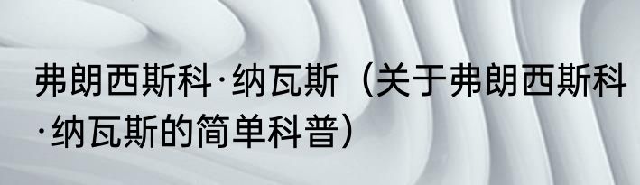 弗朗西斯科·纳瓦斯（关于弗朗西斯科·纳瓦斯的简单科普）