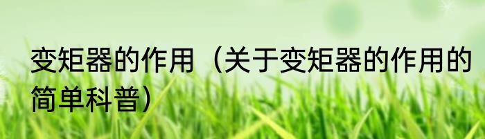 变矩器的作用（关于变矩器的作用的简单科普）
