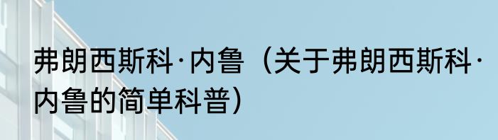 弗朗西斯科·内鲁（关于弗朗西斯科·内鲁的简单科普）