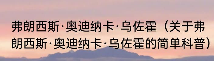 弗朗西斯·奥迪纳卡·乌佐霍（关于弗朗西斯·奥迪纳卡·乌佐霍的简单科普）
