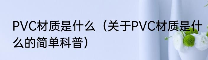 PVC材质是什么（关于PVC材质是什么的简单科普）