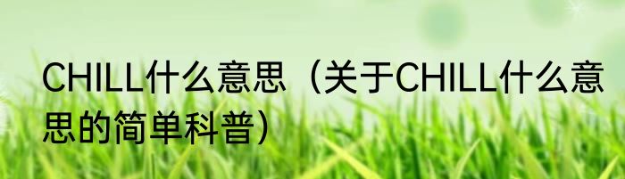 CHILL什么意思（关于CHILL什么意思的简单科普）