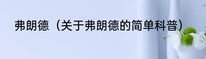 弗朗德（关于弗朗德的简单科普）