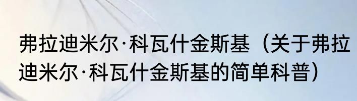 弗拉迪米尔·科瓦什金斯基（关于弗拉迪米尔·科瓦什金斯基的简单科普）