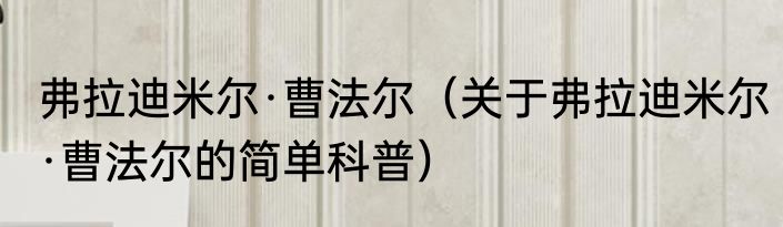 弗拉迪米尔·曹法尔（关于弗拉迪米尔·曹法尔的简单科普）