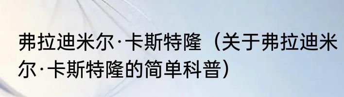 弗拉迪米尔·卡斯特隆（关于弗拉迪米尔·卡斯特隆的简单科普）