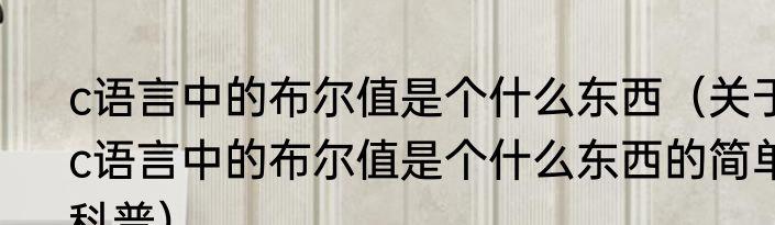 c语言中的布尔值是个什么东西（关于c语言中的布尔值是个什么东西的简单科普）
