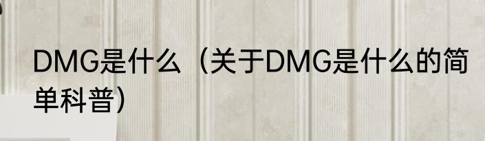 DMG是什么（关于DMG是什么的简单科普）