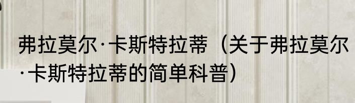 弗拉莫尔·卡斯特拉蒂（关于弗拉莫尔·卡斯特拉蒂的简单科普）