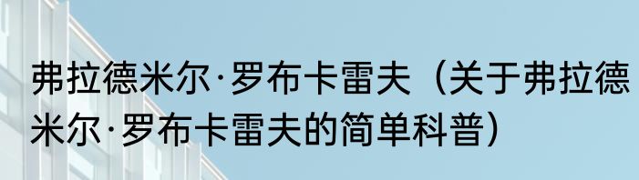 弗拉德米尔·罗布卡雷夫（关于弗拉德米尔·罗布卡雷夫的简单科普）