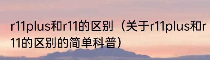 r11plus和r11的区别（关于r11plus和r11的区别的简单科普）