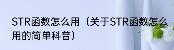 STR函数怎么用（关于STR函数怎么用的简单科普）