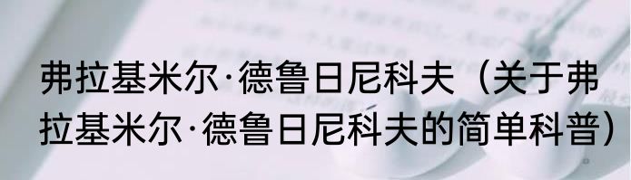 弗拉基米尔·德鲁日尼科夫（关于弗拉基米尔·德鲁日尼科夫的简单科普）