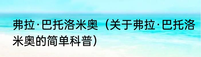 弗拉·巴托洛米奥（关于弗拉·巴托洛米奥的简单科普）