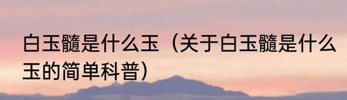 白玉髓是什么玉（关于白玉髓是什么玉的简单科普）