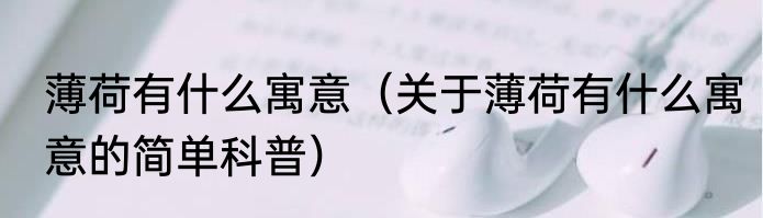 薄荷有什么寓意（关于薄荷有什么寓意的简单科普）