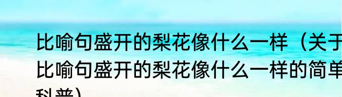 比喻句盛开的梨花像什么一样（关于比喻句盛开的梨花像什么一样的简单科普）