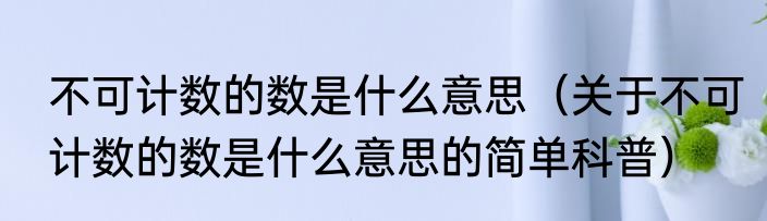 不可计数的数是什么意思（关于不可计数的数是什么意思的简单科普）