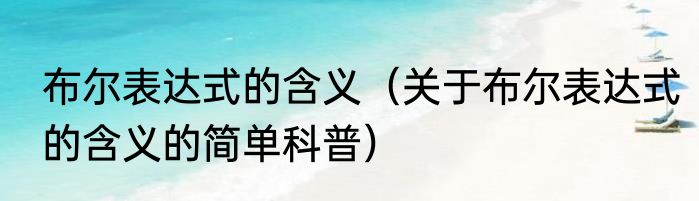 布尔表达式的含义（关于布尔表达式的含义的简单科普）