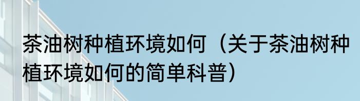 茶油树种植环境如何（关于茶油树种植环境如何的简单科普）
