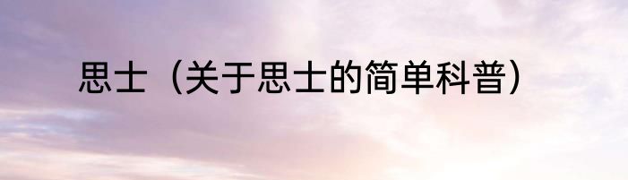 思士（关于思士的简单科普）