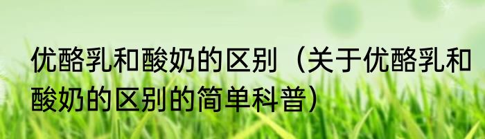 优酪乳和酸奶的区别（关于优酪乳和酸奶的区别的简单科普）
