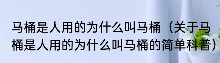 马桶是人用的为什么叫马桶（关于马桶是人用的为什么叫马桶的简单科普）