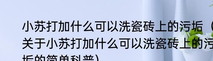小苏打加什么可以洗瓷砖上的污垢（关于小苏打加什么可以洗瓷砖上的污垢的简单科普）