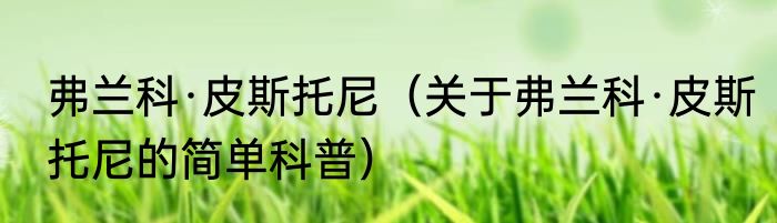弗兰科·皮斯托尼（关于弗兰科·皮斯托尼的简单科普）