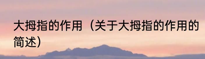 大拇指的作用（关于大拇指的作用的简述）