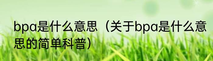 bpa是什么意思（关于bpa是什么意思的简单科普）