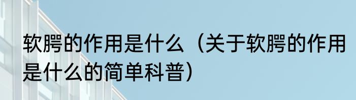 软腭的作用是什么（关于软腭的作用是什么的简单科普）