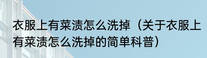衣服上有菜渍怎么洗掉（关于衣服上有菜渍怎么洗掉的简单科普）