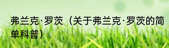 弗兰克·罗茨（关于弗兰克·罗茨的简单科普）