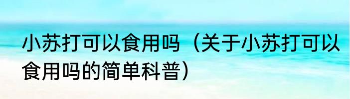 小苏打可以食用吗（关于小苏打可以食用吗的简单科普）
